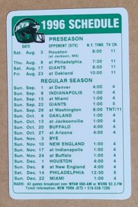 hess oil company nfl jets schedule cards Hess Oil Company NFL Jets Schedule Cards hessnyjetsschedule1996 200x300