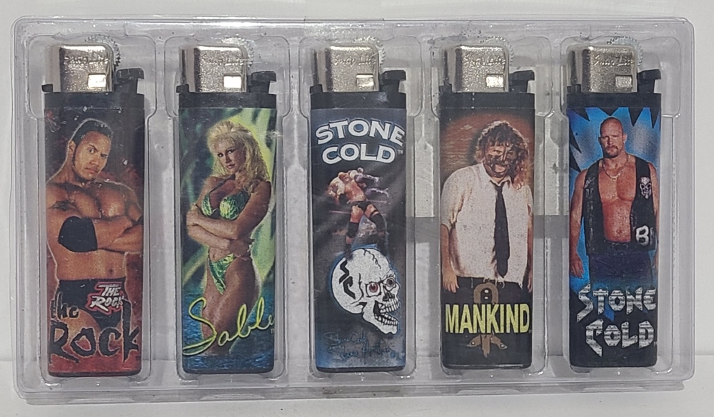 WWF Wrestling Cigarette Lighter Set [object object] Home wwfwrestlinglighterset1999