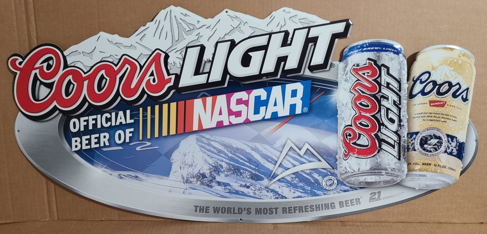 Coors Light Beer NASCAR Tin Sign