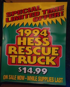1995 Hess Toy Truck Roadside Sign 1995 hess toy truck roadside sign 1995 Hess Toy Truck Roadside Sign 94hessclearancesnaplocksign 240x300