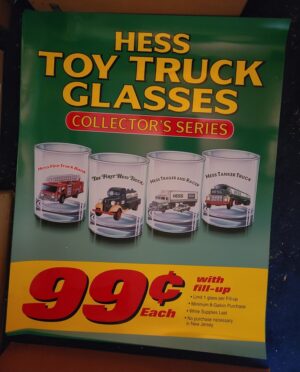 1996 Hess Toy Truck Glass Roadside Sign