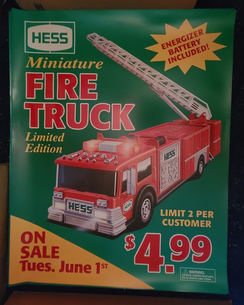 1999 Hess Mini Toy Truck Roadside Sign
