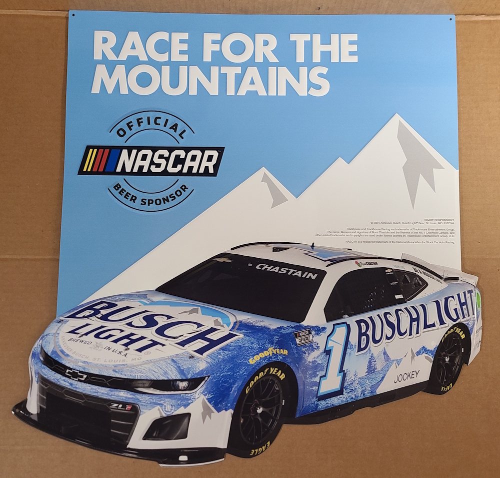 Busch Light Beer NASCAR Chastain Tin Sign [object object] Home buschlightnascartin2024